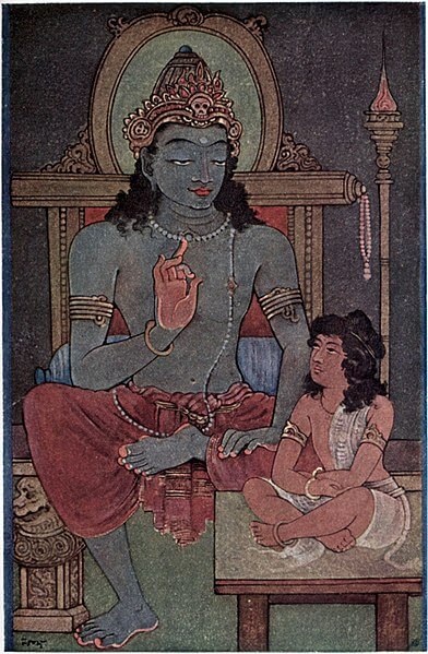 Vishnu avatar Krishna instructing Arjuna