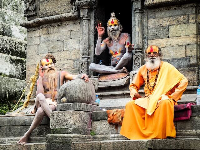 hindu religion - three monks