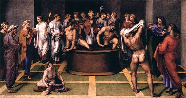 history of baptism - St Augustine Baptizes the Cathechumens