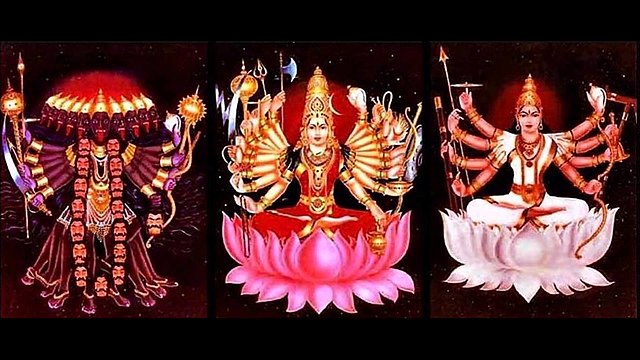 Goddess Saraswati: Mahakali, Mahalakshmi and Mahasaraswati